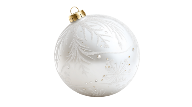 white  christmas ball isolated on white transparent background , png 