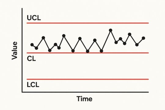 Control Chart Representation Showing Upper Control Limit, Lower Control Limit, and Center Line