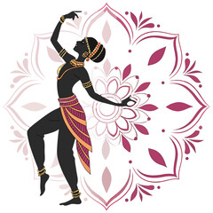 Indian dancer vector illustration with mandala
