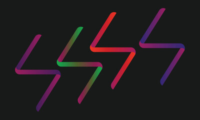 Abstract neon lightning bolt shapes glowing with gradient colors on vector