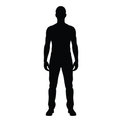 Silhouette of a standing man wearing casual clothing full body view vector