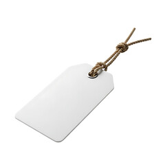 White rectangular tag with knotted twine label blank