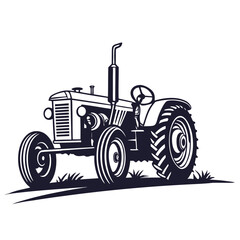 Vintage tractor in vector illustration style