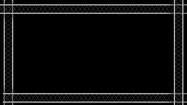 Metal frame with wires flowing motion graphics video with black background