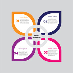4-Step Petal Infographic – Floral Process Diagram, Circular Workflow, Step-by-Step Business Timeline & Presentation Graphic

