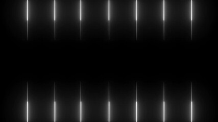 Glowing white neon lines moving up down and intersecting at middle on black screen, smooth loop motion animation	 - Powered by Adobe