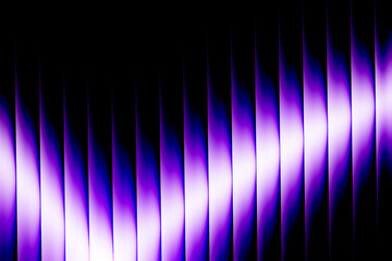 3d rendering an eyecatching abstract artwork displaying vibrant purple vertical stripes against a stark black background, creating a visually stunning and dynamic contrast ribbed glass illuminated