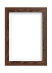 Fototapeta premium A rustic dark brown wooden picture frame with a white matting isolated on transparent background