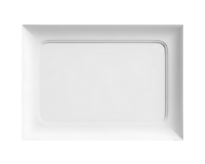 A simple white rectangular photo frame with a subtle metallic trim detail isolated on transparent background