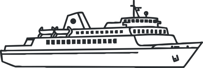 Obraz premium A sketch of a cruise ship designed for leisure travel across oceans and seas.
