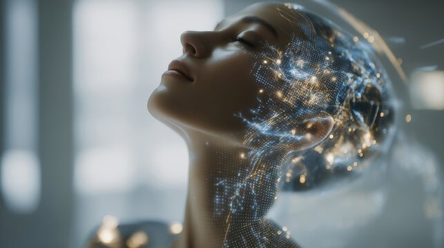 AI system analyzing and predicting human moods with expressive holographic displays, symbolizing emotional computing, deep learning neural networks, and futuristic AI empathy modeling. cinematic
