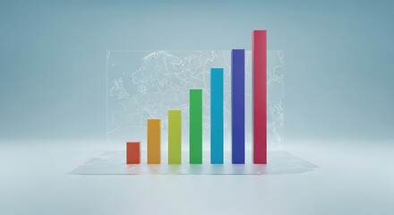 Colorful bar chart showing upward trend and growth with abstract background