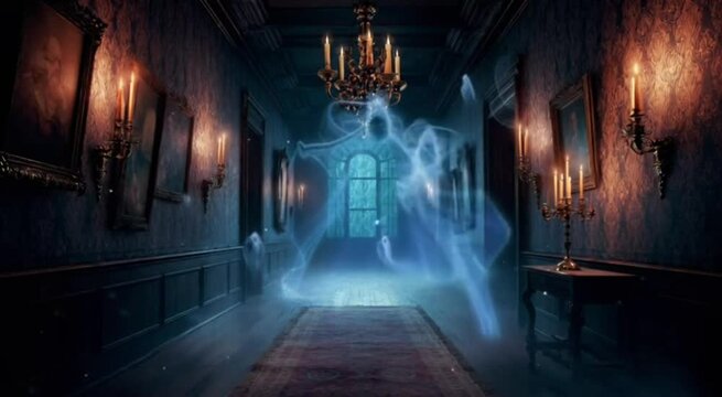 Haunted Victorian Ghost Hallway &ndash; Cinematic Halloween 8K Loop
