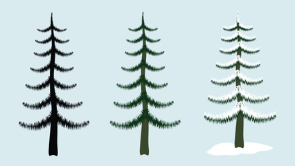 Christmas tree set illustration, Christmas winter, Christmas festival, on light blue background, EPS file