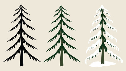 Obraz premium Christmas tree set illustration, Christmas winter, Christmas festival, on a light pink background, EPS file