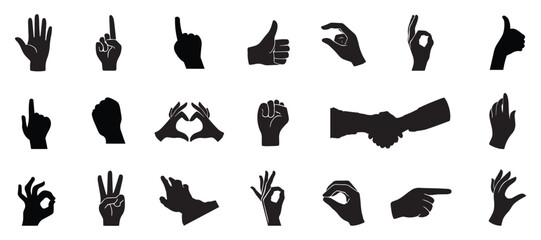 Hand. Human palm hand vector silhouette.