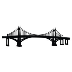 Iconic suspension bridge silhouette majestic engineering landmark design for architectural projects vector