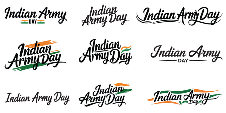 Celebrate Indian Army Day with these elegant typography designs featuring the national flag colors, perfect for social media and patriotic events