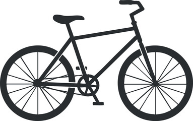 A simple black outline of a bicycle showcasing its essential features and design.