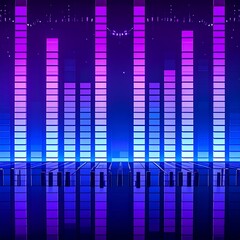 Graphic with vibrant, vertical bars representing sound waves