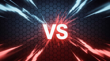 Vs text with red and blue light streaks on dark background 