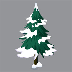 Snowy Pine Tree Vector Illustration Festive Winter Evergreen