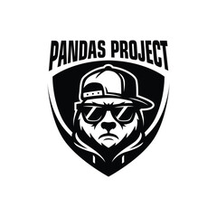 Panda Mascot Logo Design. Wearing Cap and Sunglasses, Vector illustration