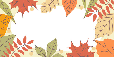 Autumn background. Banner with leaves. Vector illustration.