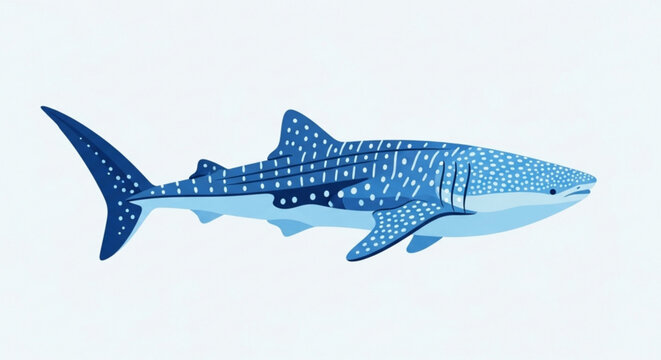 Illustration of a majestic blue whale shark swimming gracefully in the ocean water