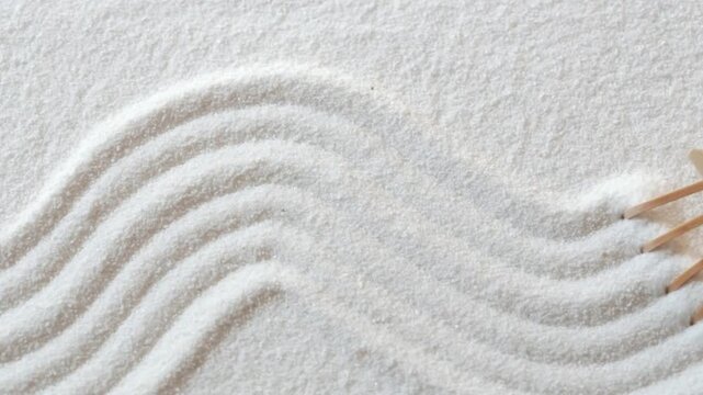 Making zen garden from white sand and stones