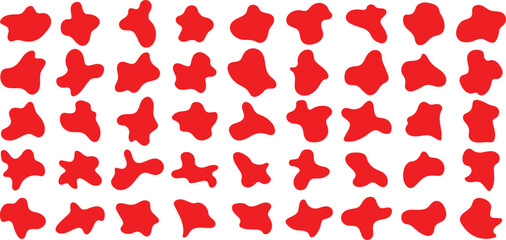 Obraz premium Abstract red organic shapes scattered on a textured white background