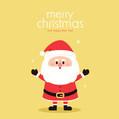 Happy Santa Claus character with gift, Waving and greeting. Cartoon Christmas illustrations vector. For Christmas cards, banners.