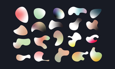 Abstract gradient blob shapes organic forms fluid irregular shapes with soft blended colors on dark background