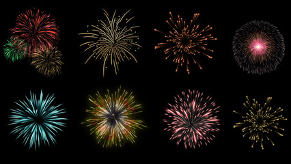 colorful fireworks on black background