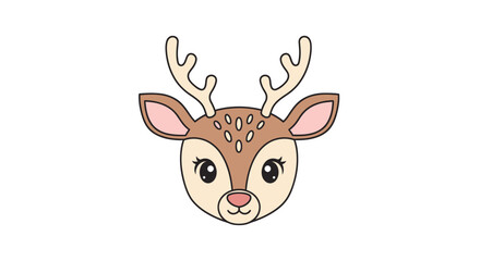 Cute cartoon deer head illustration with small antlers and spots on its forehead.