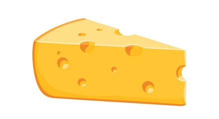Cartoon cheese wedge featuring yellow tones and various sized holes, offering a playful, artistic expression.