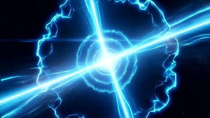 Bright blue energy vortex spiraling in a cosmic background with stars - Powered by Adobe