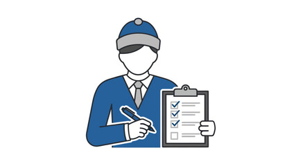 Illustration of a Delivery Person Holding Clipboard and Pen.