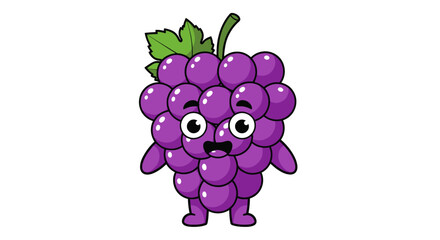 Cartoon Grape Character with Wide Eyes and Small Arms.