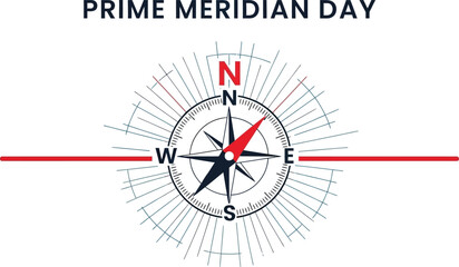 A compass rose illustration to celebrate prime meridian day