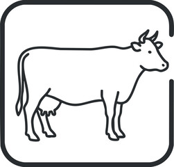 Outline illustration of a cow in a simple and minimalist style.