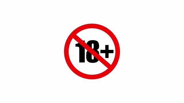 Red Circle With 18 Plus Symbol And Diagonal Line On White Background eighteen plus age restriction
