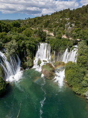 Obraz premium Kravica Waterfalls aerial view in Bosnia and Herzegovina