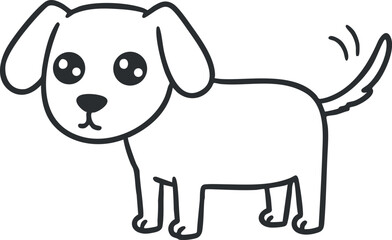 Fototapeta premium A cute cartoon puppy illustration featuring a friendly dog with a wagging tail.