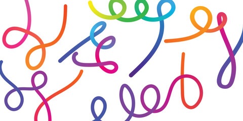 Colorful Abstract Gradient Lines with 3D Wavy Pattern — Dynamic Rainbow Ribbon Background Vector Design