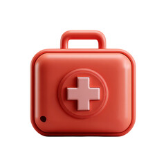 Obraz premium 3D Medical Kit Box Icon with Cross Symbol isolated on transparent background