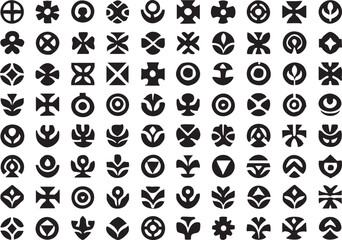 Abstract Symmetrical Geometric Symbols and Minimalist Icons Collection