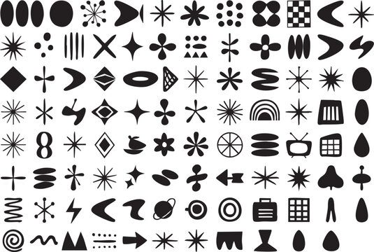 Mid-Century Modern Abstract Shapes and Dingbats Collection vector 