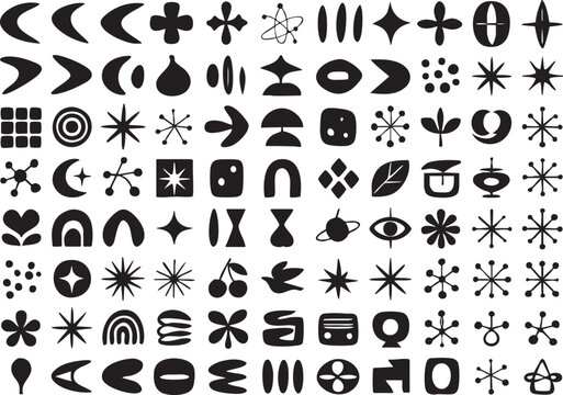 Mid-Century Modern Abstract Shapes and Retro Symbols Collection