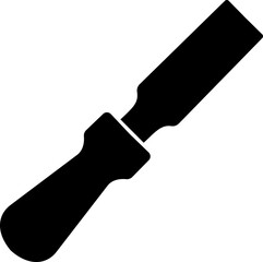 Black masonry chisel icon , construction and stone carving tool collection, sculpting and brickwork equipment in flat and line outline style industrial repair and workshop vector illustration